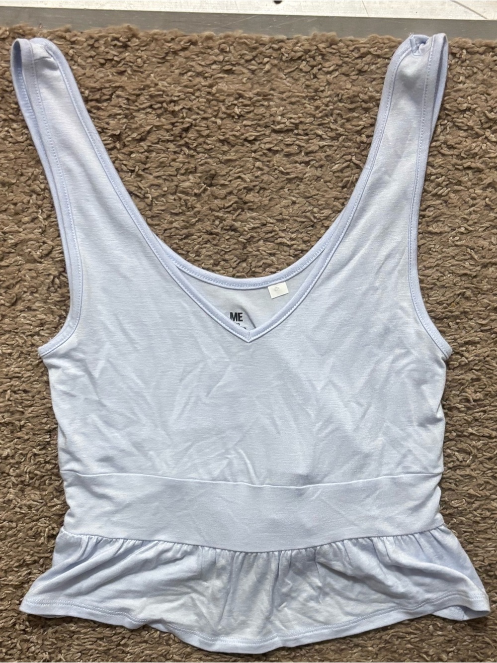Me to We/PacSun Light Blue Peplum Crop Tank Top Ruffled Hem Woman’s XS Like New